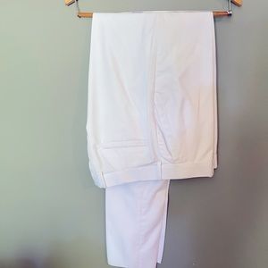 White Flat Front Dress Pants